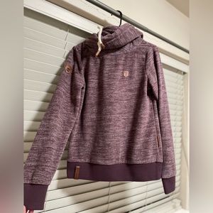 Purple Naketano Cowlneck Sweatshirt with leather detailing